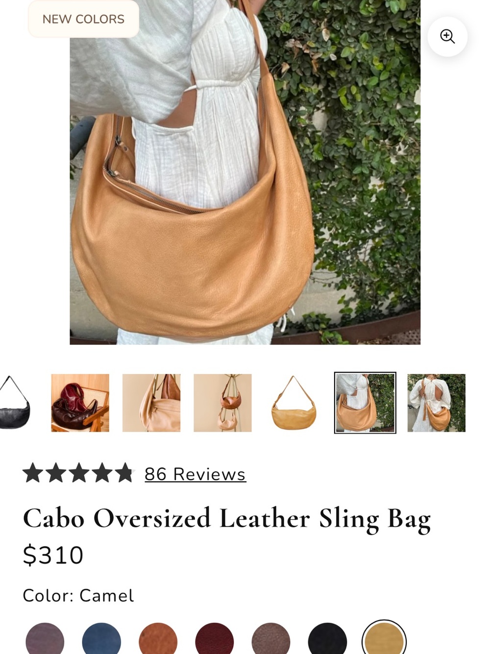 latico Cabo Oversized Sling Bag — Camel/Tan